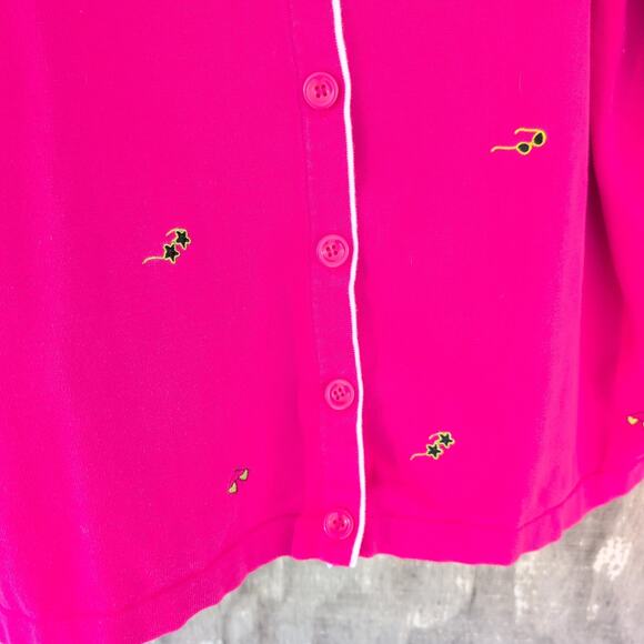 Vintage C. J. Banks Cardigan Beachy GrannyCore GrandmaBeach Hot Pink Women's 2X - Picture 4 of 10